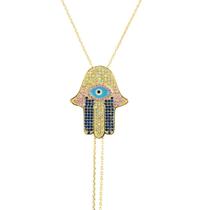 Colar gravatinha mão de fátima color banhado a ouro 18k