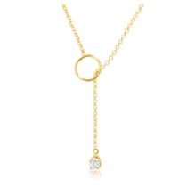 Colar Gravatinha Pingente Geométrico Circulo É Zircônia