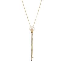 Colar Gravatinha Regulável Longa com Pérola Banhado em Ouro18k