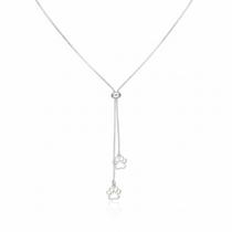 Colar Gravatinha Regulável Patinha Vazado Banhado a Prata