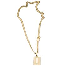 Colar Grumet Duplo 3mm Pingente Com a letra I Colar Grumet Duplo 3mm Pingente Com a letra I