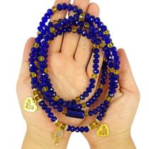 Colar Guia Cristais Orixá Oxum Azul Espelho