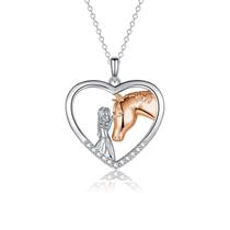 Colar GULICX Horse para meninas e mulheres com pingente de coração Colar GULICX Horse para meninas e mulheres com pingente de coração