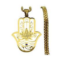 Colar Hamsa, Ankh e Olho de Horus - Prata e Aço Inoxidável - Unissex