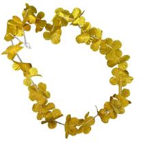 Colar Havaiano Flor Dourada Poliéster Metalizado 92cm 01 un