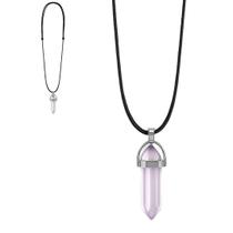 Colar Hexagonal Pedra Pingente Natural Opala Quartzo Cristal Fluorescente Coluna