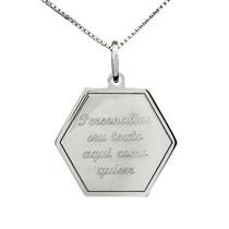 Colar Hexágono Coleção Personalizável em Prata 925 Colar Hexágono Coleção Personalizável em Prata 925