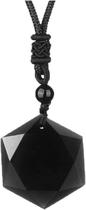 Colar Hexagrama Pedra Obsidiana Negra Estrela Hexagonal Colar Hexagrama Pedra Obsidiana Negra Estrela Hexagonal