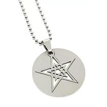 Colar Hexagrama Unicursal Aço Inoxidável Prateado Top Colar Hexagrama Unicursal Aço Inoxidável Prateado Top