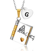 Colar HEYOLL Netdaughter Initial Pingente Book para meninas