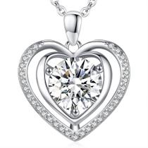 Colar Hoaritik Heart Pendant Moissanite 18K Platinum
