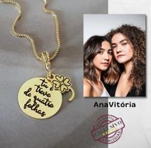 Colar Homenagem a Anavitoria - Trevo de 04 folhas Banhado em Ouro 18k Colar Homenagem a Anavitoria - Trevo de 04 folhas Banhado em Ouro 18k