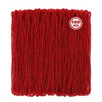 Colar Huskein, 100 peças de miçangas vermelhas, 84 cm, Mardi Gras
