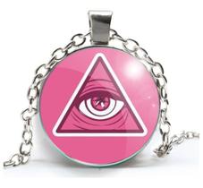 Colar Illuminati Olho que Tudo Vê Rosa 40 cm