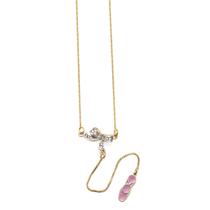 Colar Infantil 35cm Prata 925 com Pingente de Laço Cravejado E Sapatilha Banhado a Ouro 18k Colar Infantil 35cm Prata 925 com Pingente de Laço Cravejado E Sapatilha Banhado a Ouro 18k