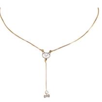 Colar Infantil 35cm Prata 925 Pingente Gatinho Com Laço E Zircônias - Banhado a Ouro 18k