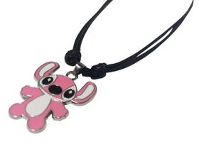 Colar Infantil Ajustável Stitch Rosa Mini Ajuste 80cm