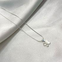 Colar Infantil borboleta detalhe vazado banhado a prata