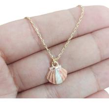 Colar Infantil Concha Mar Rosa Semi Joia Banhado Ouro 18k