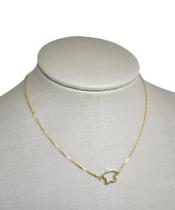 Colar infantil flor folheado a ouro com 1 ponto de zircônia