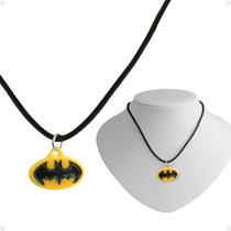 Colar infantil menino + pingente qualidade premium batman preto moda ajustavel criança amarelo heroi presente