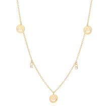 Colar infantil rommanel elo cadeado 3 carinhas smiles banhado ouro 3x 24k 18k e 22k 532348 Colar infantil rommanel elo cadeado 3 carinhas smiles banhado ouro 3x 24k 18k e 22k 532348