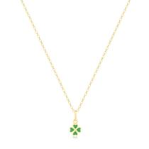 Colar Infantil Trevo De Resina Folheado A Ouro 18k