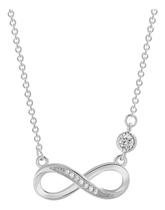 Colar Infinito, Pingente Símbolo Infinito, Corrente Delicada, com pedras de Zirconia, Joalheria Feminina