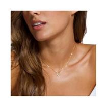Colar inicial A-Z colar banhado a ouro 18K com letra fofa colar de aço inoxidável para mulheres