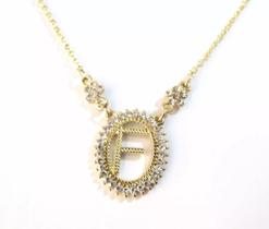 Colar Inicial Letra F Folheado a Ouro 18k