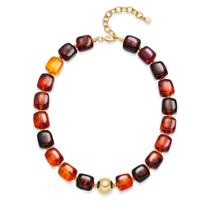 Colar INNERDIVA Chunky Beaded Amber Resin impermeável para mulheres