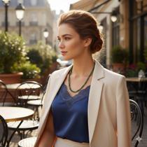 Colar Jade Verde Esmeralda 70cm Rondéis Banho De Ouro 4855