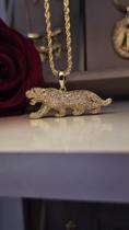 Colar Jaguar Cravejado Banho de Ouro 18 Semijoias Colar Jaguar Cravejado Banho de Ouro 18 Semijoias