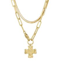 Colar James Michelle Grosso com Cruz à Prova d'Água Dourado Colar James Michelle Grosso com Cruz à Prova d'Água Dourado