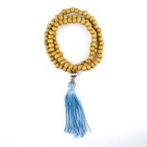 Colar Japamala Budista 108 Contas Madeira Azul Claro