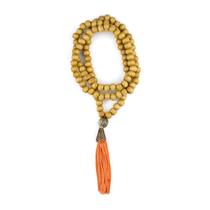 Colar Japamala Budista 108 Contas Madeira Laranja