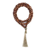 Colar Japamala Budista 108 Contas Madeira Marrom