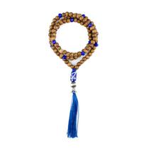 Colar Japamala Ogum Azul 108 Contas Madeira 8mm