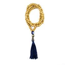 Colar Japamala Olho Grego Azul 108 Contas Madeira