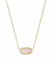 Colar Kendra Scott Pingente Elisa Quartzo Rosa Banhado a Ouro 14k