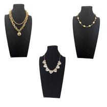 Colar kit com 03 corrente feminina dourada e prateada