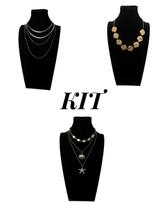 Colar kit com 03 corrente feminina dourada e prateada