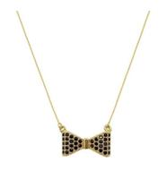 Colar laço com cravação negra banhada a ouro - 40 cm + extensor
