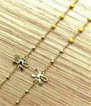 Colar Laços E Miçangas Bolinhas 85cm Banho Ouro 18k 3072 Colar Laços E Miçangas Bolinhas 85cm Banho Ouro 18k 3072