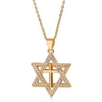 Colar Lagava Star of David Cross com pingente banhado a ouro 14K