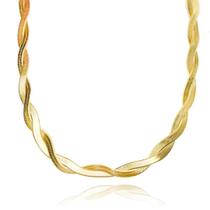 Colar Laminada Traçada 40cm Choker Grossa Feminina Banhada a Prata 925 Colar Laminada Traçada 40cm Choker Grossa Feminina Banhada a Prata 925