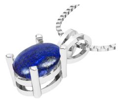 Colar Lápis-lazúli Prata 925 Oval 8x6mm Com Veneziana Colar Lápis-lazúli Prata 925 Oval 8x6mm Com Veneziana
