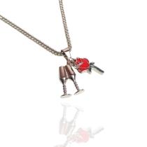 Colar Laroiê Pomba Gira Prateado - Botão De Rosa E Taça Colar Laroiê Pomba Gira Prateado - Botão De Rosa E Taça