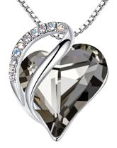 Colar Leafael Infinity Love Heart Crystal Preto Prata Colar Leafael Infinity Love Heart Crystal Preto Prata