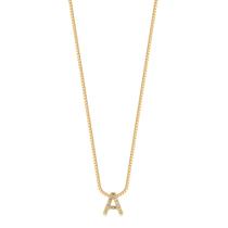 Colar Letra A Minimalista Com Zircônia Folheado A Ouro